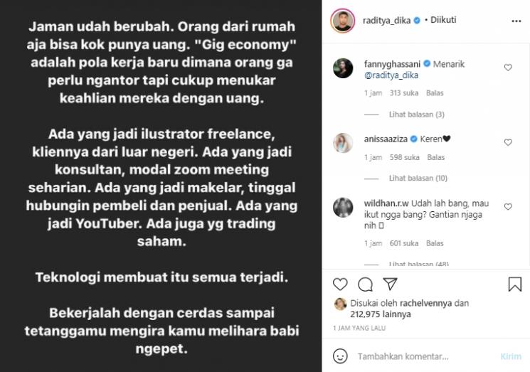 Postingan Raditya Dika (Instagram.com)