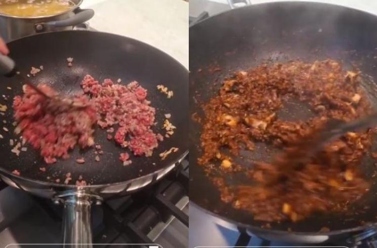 Resep spagheti bolognese ala Dian Sastrowardoyo. (Instagram/@therealdisastr)