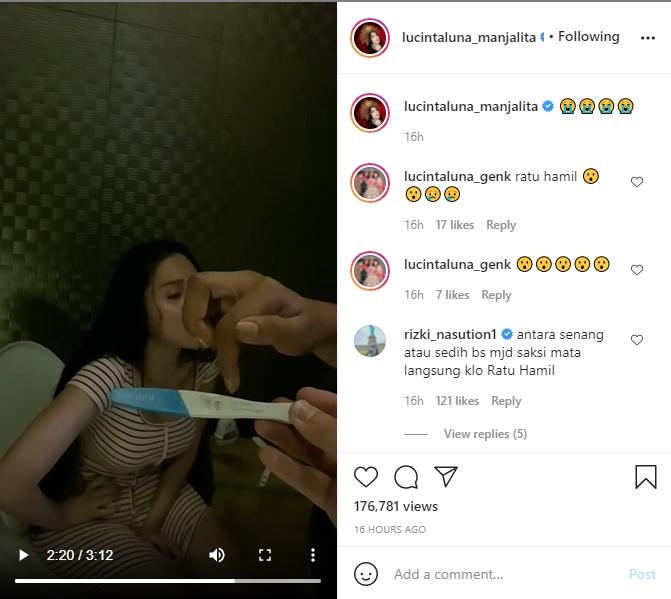 Lucinta Luna Muntah saat Pamer Test Pack Positif Hamil. (Instagram/lucintaluna_manjalita)