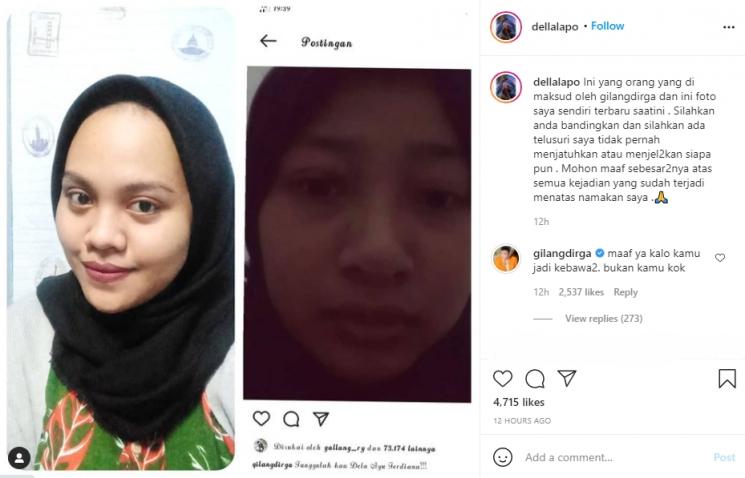Gilang Dirga klarifikasi soal kasus dugaan penghinaan istrinya. (Instagram/gilangdirga)