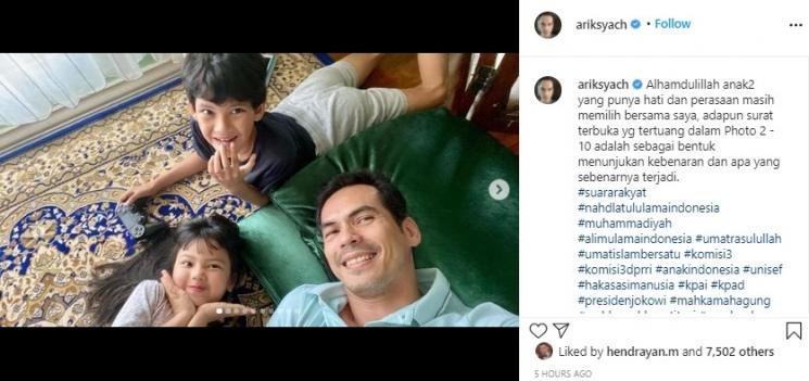 Postingan Atalarik Syach. (Instagram/@ariksyach)