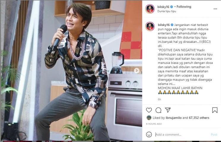 Billy Syahputra mengaku banyak dosa selama kerja di dunia hiburan. (Instagram/bilsky16)