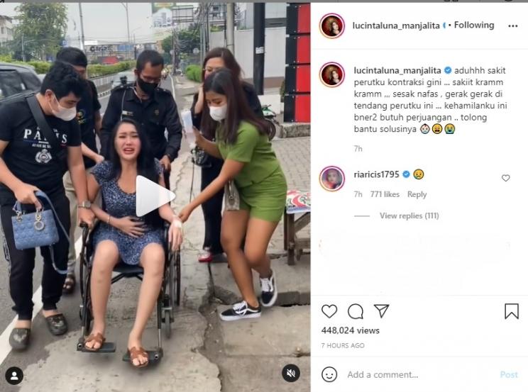 Lucinta Luna kesakitan karena kontraksi. (Instagram/lucintaluna_manjalita)