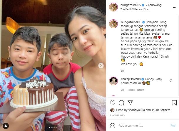 Bunga Zainal dan anak-anaknya (Instagram.com)
