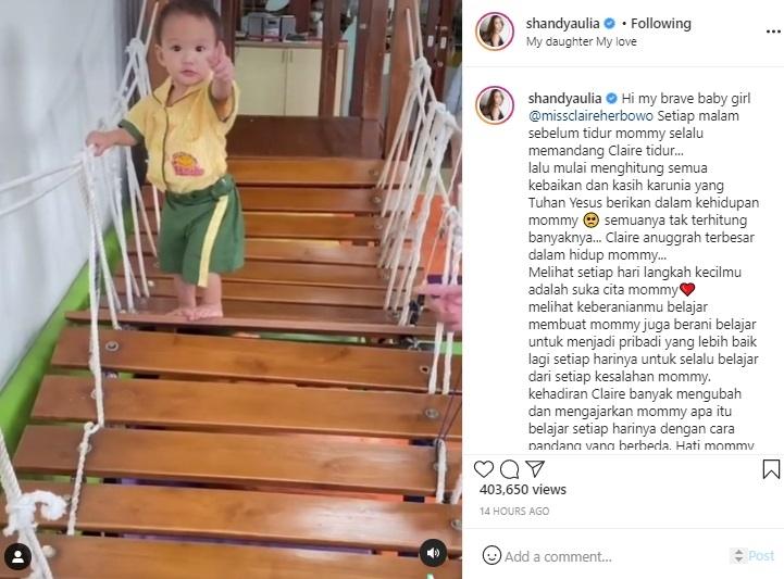 Anak Shandy Aulia, Claire Herbowo. (Instagram/@shandyaulia)