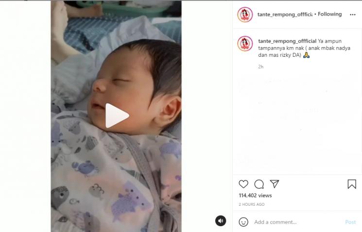 Wajah anak Nadya Mustika Rahayu dan Rizki DA dipuji tampan. (Instagram/tante_rempong_offficial)