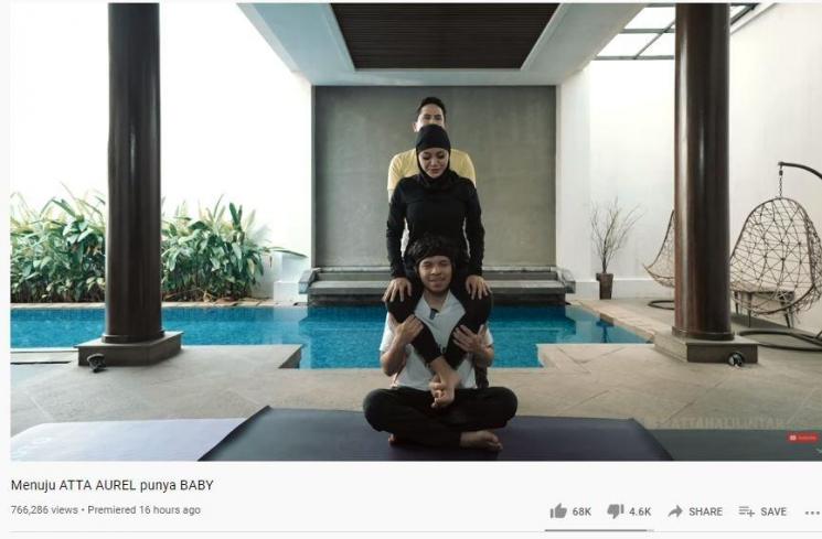 Atta Halilintar dan Aurel Hermansyah yoga. (Youtube)