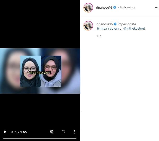 Rina Nose impersonate Nissa Sabyan. (Instagram)