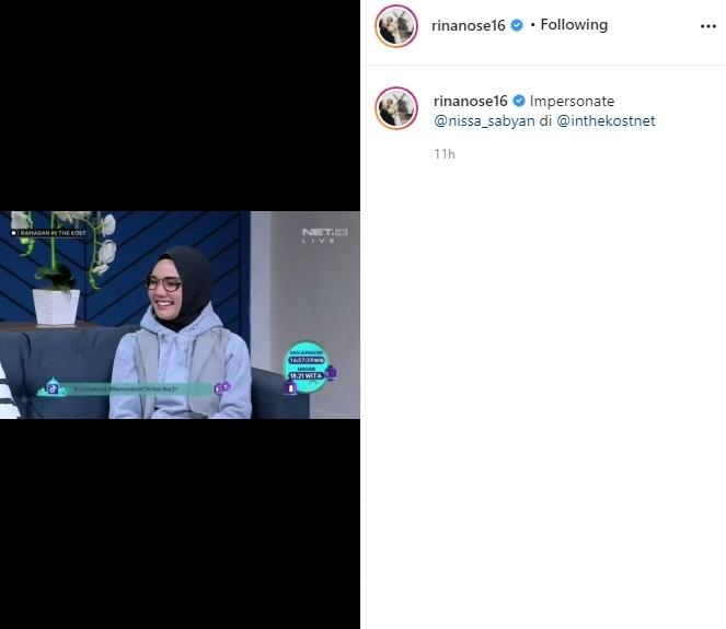 Rina Nose impersonate Nissa Sabyan. (Instagram)