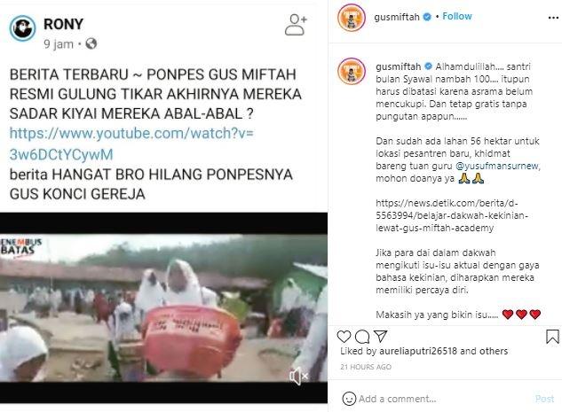 Ponpes Gus Miftah bubar. (Instagram)