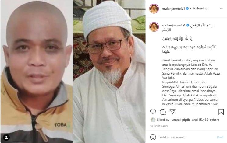 Mulan Jameela berduka terhadap meninggalnya Sapri Pantun dan Tengku Zulkarnain. (Instagram/mulanjameela1)