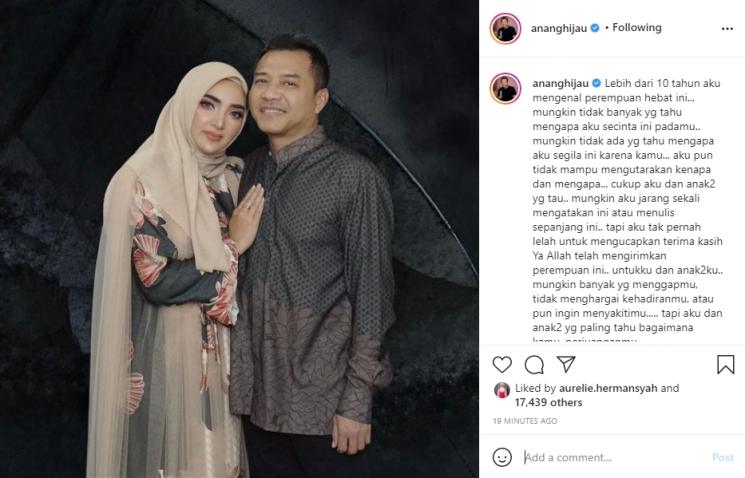 Anang Hermansyah dan Ashanty rayakan ulang tahun pernikahan. (Instagram/ananghijau)