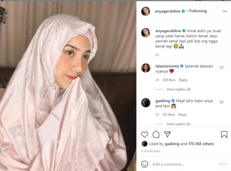 Anya Geraldine rayakan Idul Fitri 2021. (Instagram/anyageraldine)