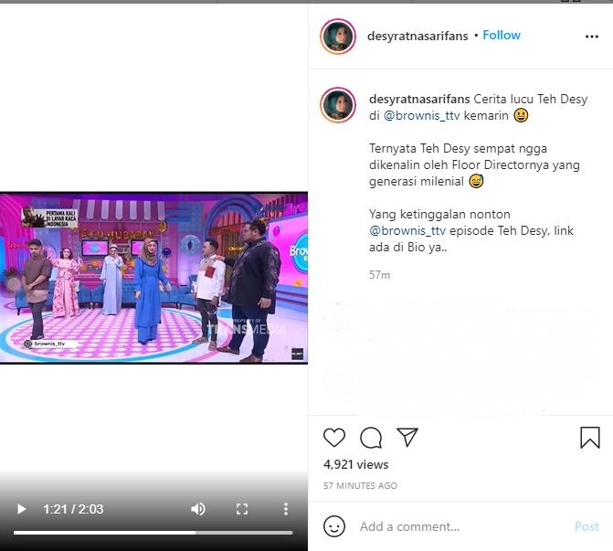 Desy Ratnasari Curhat Tak Dikenali Kru TV. (Instagram/desyratnasarifans/brownis_ttv)