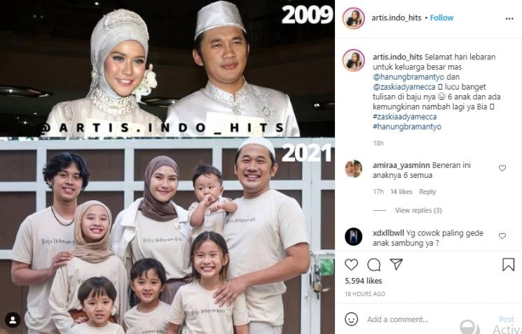 Zaskia Adya Mecca dan Hanung Bramantyo (Instagram.com)