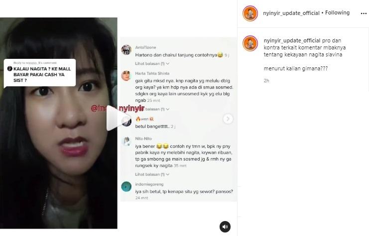 Nagita Slavina disentil netizen. (Instagram)
