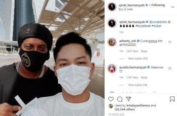 Azriel Hermansyah dan Ronaldinho (Instagram.com)