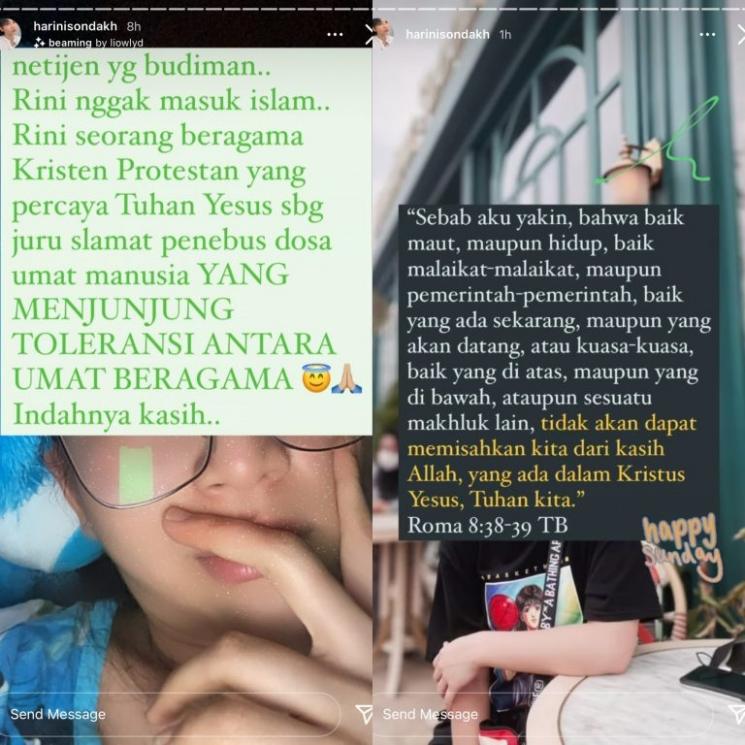 Harini Sondakh bicara soal agama yang dianutnya. (Instagram/harinisondakh)