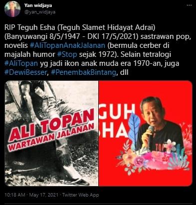 Teguh Esha meninggal dunia. (Twitter)
