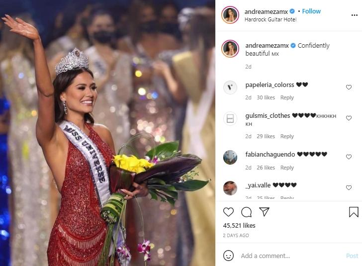 Andrea Meza, Miss Universe 2020 (Instagram.com)