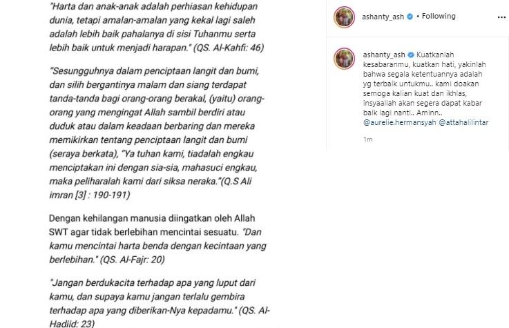 Postingan Ashanty. (Instagram/@ashanty_ash)
