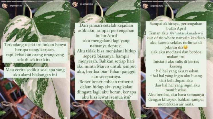 Angela Gilsha cerita soal depresi dan keterpurukan hidupnya. (Instagram/angelagilsha)