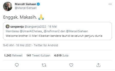 Cuitan Marcell Siahaan (Twitter.com)