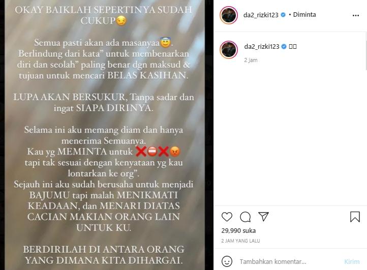 Postingan Rizki DA (Instagram.com)