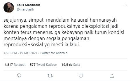 Cuitan netizen dukung Aurel Hermansyah pasca keguguran (Twitter.com)