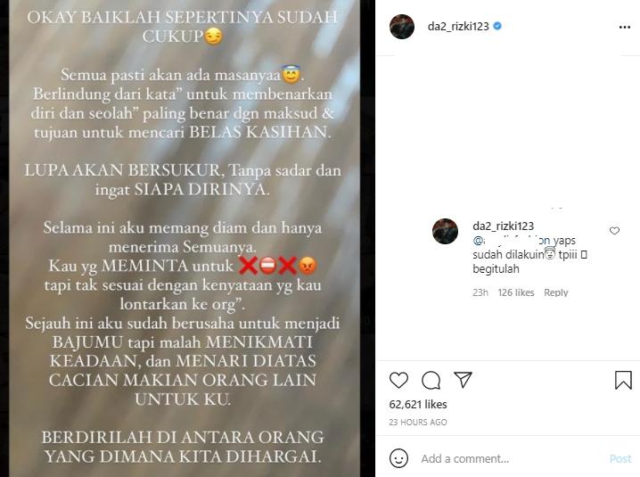 Postingan Rizki DA (Instagram.com)