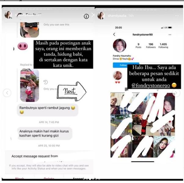 Shandy Aulia respons DM netizen yang mencibir anaknya. (Instagram/shandyaulia)