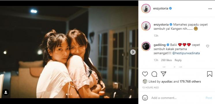 Enzy Storia kangen Hesti Purwadinata. (Instagram/enzystoria)