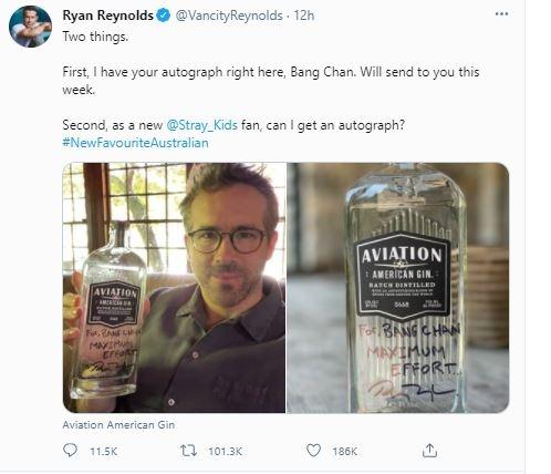 Stray Kids jadi idola baru Ryan Reynolds. (Twitter)