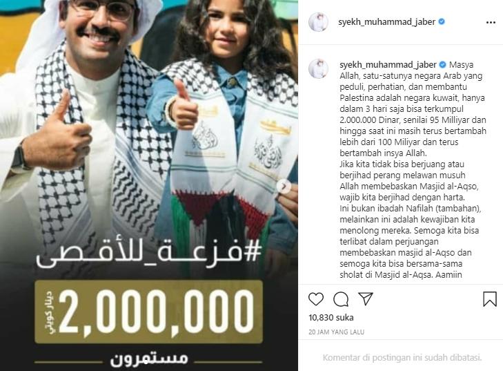Postingan Syekh Muhammad Jaber (Instagram.com)