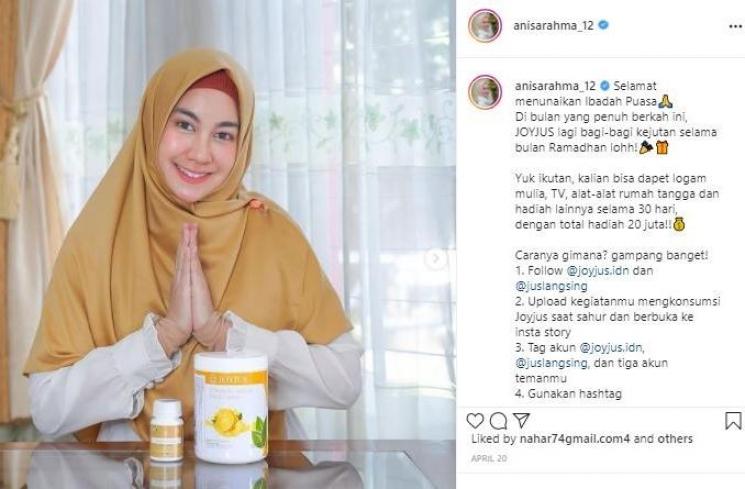 Sumber kekayaan Anisa Rahma alias Anisa eks Cherrybelle. (Instagram)