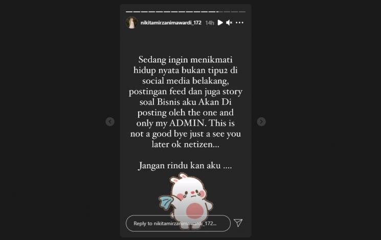 Nikita Mirzani mendadak curhat soal depresi dan ucap salam perpisahan dengan netizen. (Instagram/nikitamirzanimawardi_172)