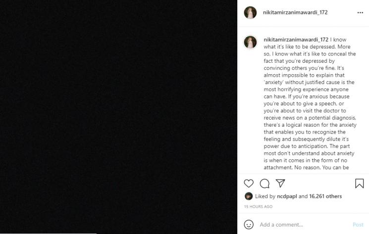 Nikita Mirzani mendadak curhat soal depresi dan ucap salam perpisahan dengan netizen. (Instagram/nikitamirzanimawardi_172)