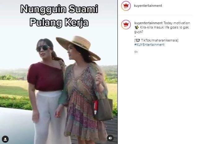 Nagita Slavina nungguin suami pulang kerja. (TikTok/Instagram)