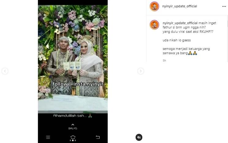 Fathur Ketua BEM UGM menikah. (Instagram)