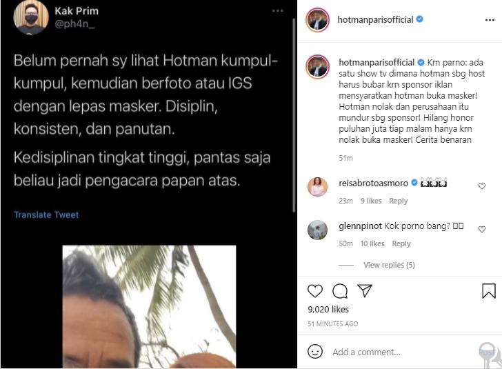 Postingan Hotman Paris Hutapea (Instagram.com)