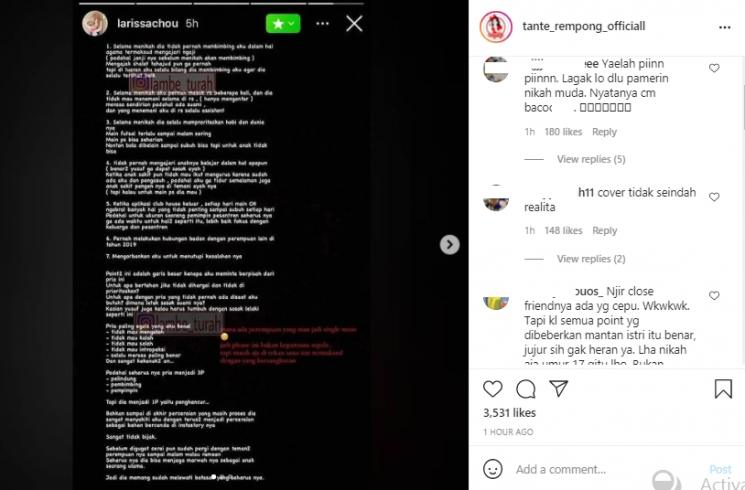Larissa Chou bongkar sifat Alvin Faiz (Instagram.com)