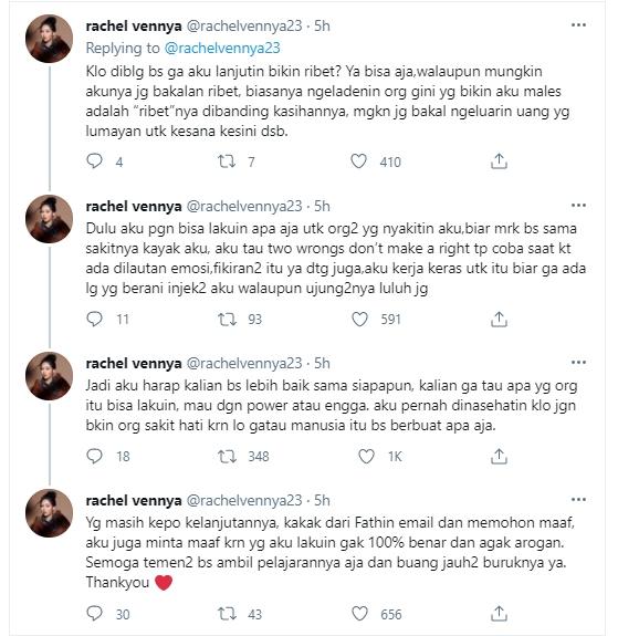 Rachel Vennya ungkap isi hatinya saat meladeni haters. (Instagram/rachelvennya23)