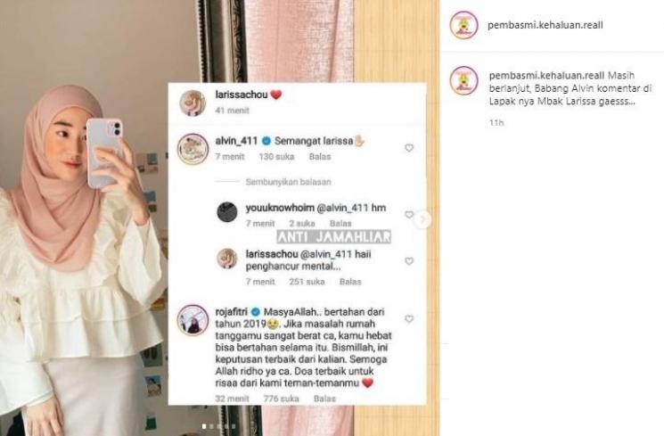 Larissa Chou balas komentar Alvin Faiz. (Instagram)