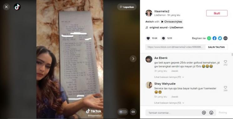 Viral Cewek Makan di Restoran Habis Rp164 Juta, Bentuk Bon Jadi Perdebatan. (TikTok, Instagram)