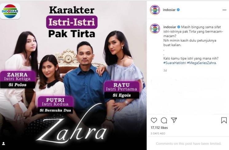 Fakta Sinetron "Zahra". (Instagram/indosiar)