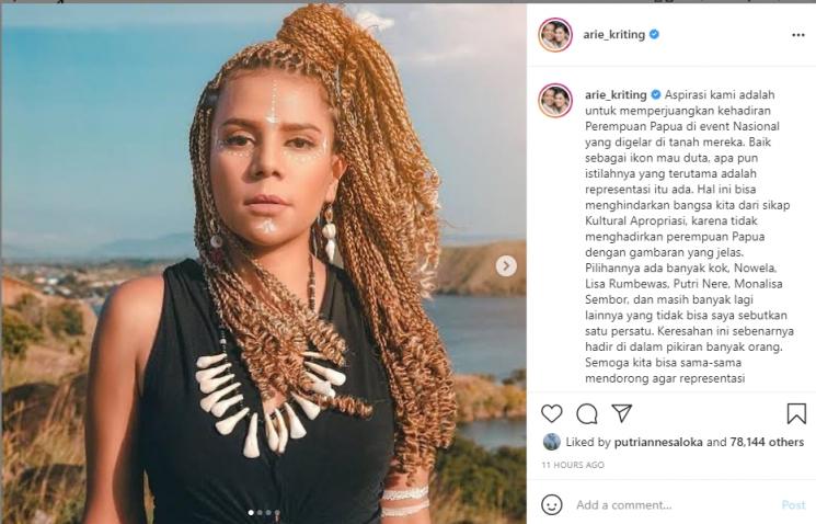 Arie Kriting kembali komentari kabar penunjukkan Nagita Slavina sebagai Duta PON XX Papua. (Instagram/arie_kriting)