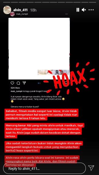 Klarifikasi Alvin Faiz (Instagram.com)