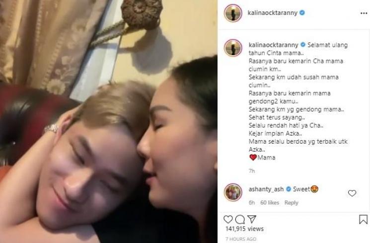 Momen Kalina Oktarani ketemu Azka Corbuzier. (Instagram/@kalinaocktaranny)