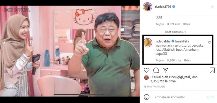 Iis Dahlia komentar di postingan Ria Ricis (Instagram.com)