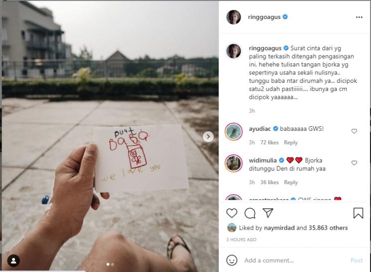 Ringgo Agus positif Covid-19. (Instagram/ringgoagus)